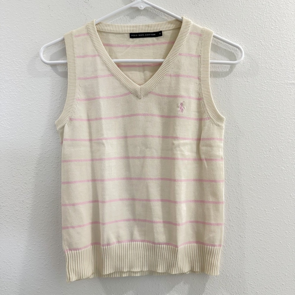 Polo Ralph Lauren 100% Cotton Babydoll Coquette Cottagecore Fairy Pink VestXS - Picture 2 of 5